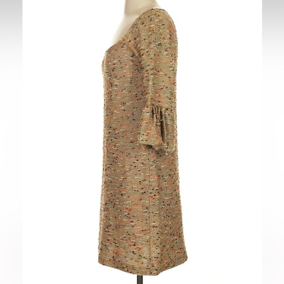 Diane Von Furstenberg Metallic Tan Multi Color Tweed Blend Knit Dress Size 2 XS - Picture 5 of 8